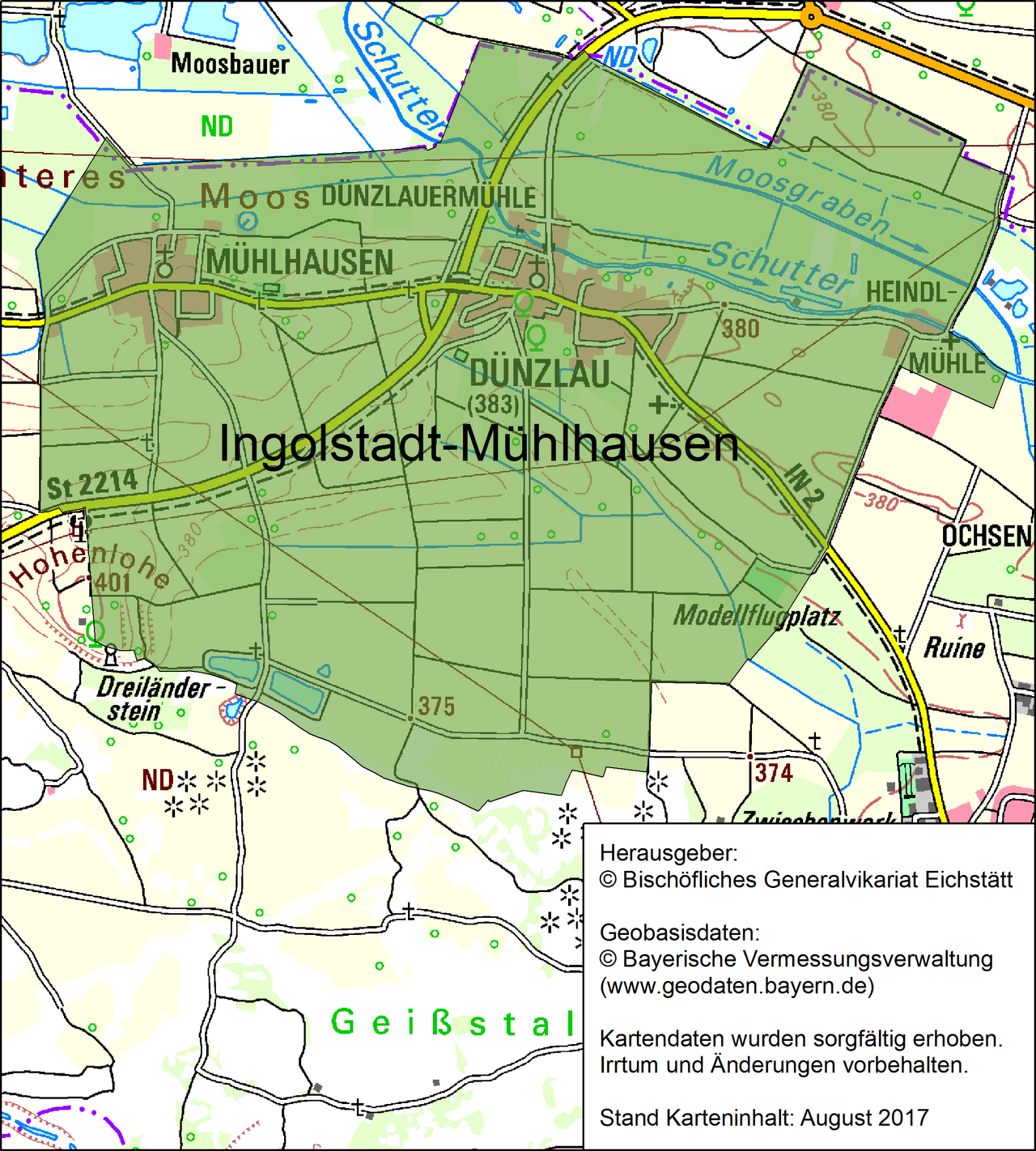Karte Pfarrei Ingolstadt-Mühlhausen
